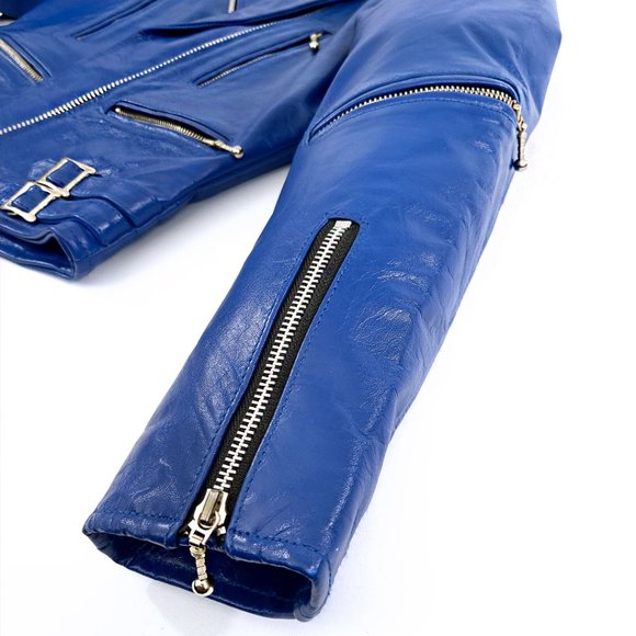 Straight To Hell Defector Leather Jacket -Royal Blue - NWOT - Picture 6 of 13